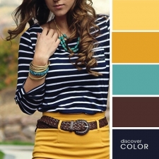 4. Azul marinho, marrom e tonalidades de amarelo